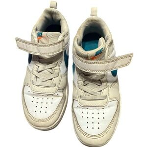 Nike Kids White Teal Velcro High-Top Sneakers